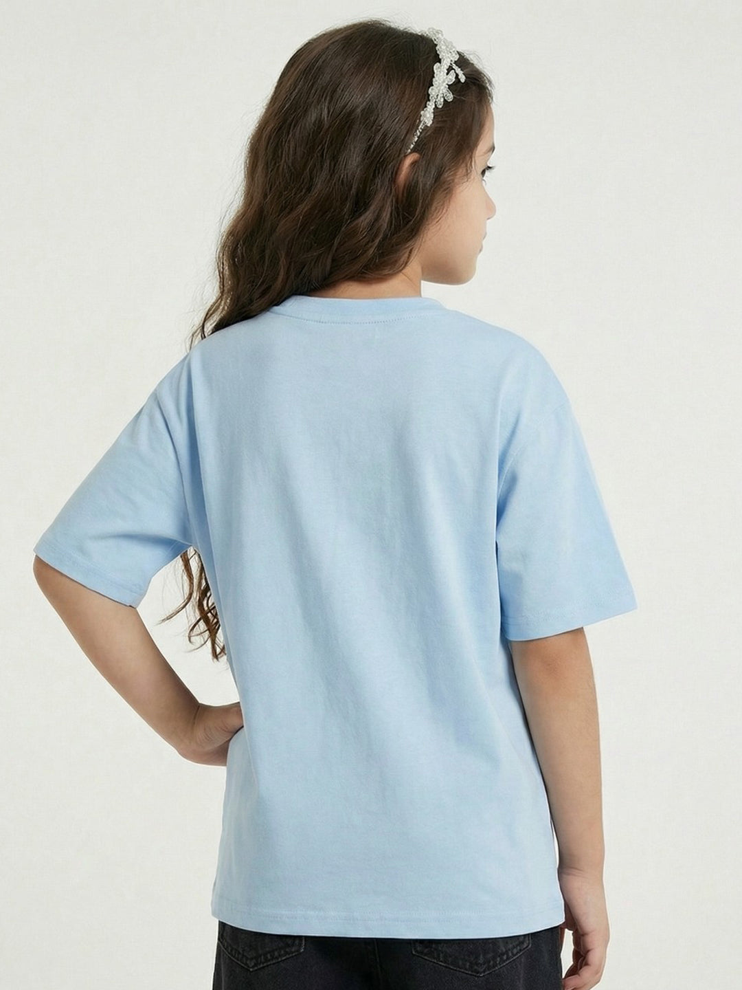 Garfield Cute Cat Graphic Print Light Blue Kids  T-Shirt