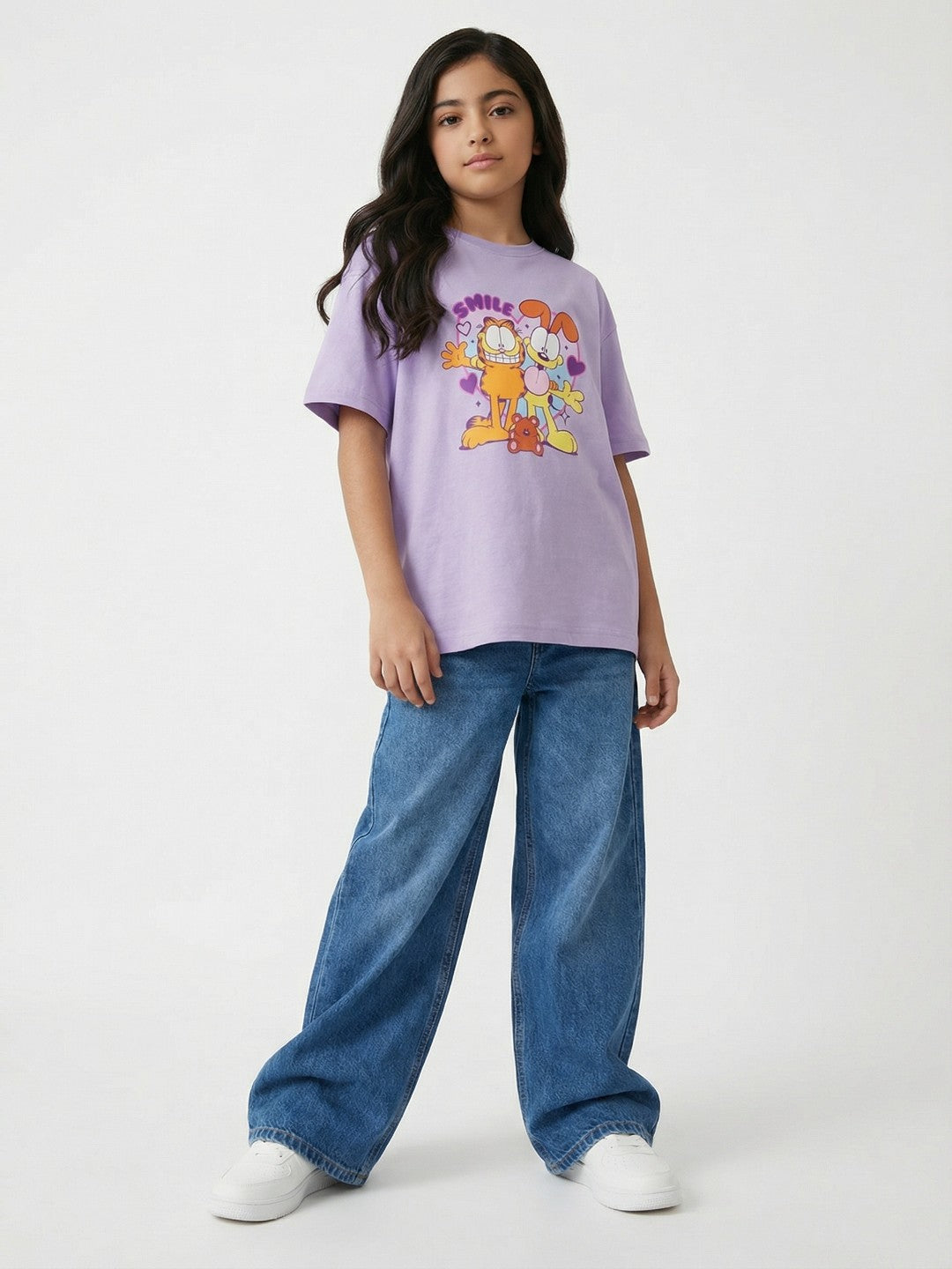 Garfield Smile Friends Print Lavender Kids  T-Shirt