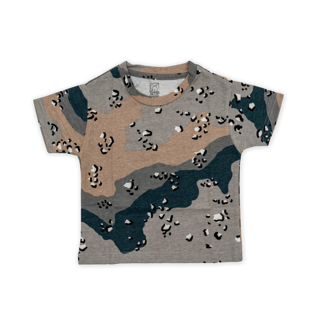 camouflage printed baby tshirt shorts set front
