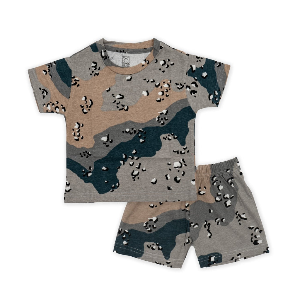 camouflage printed baby tshirt shorts set