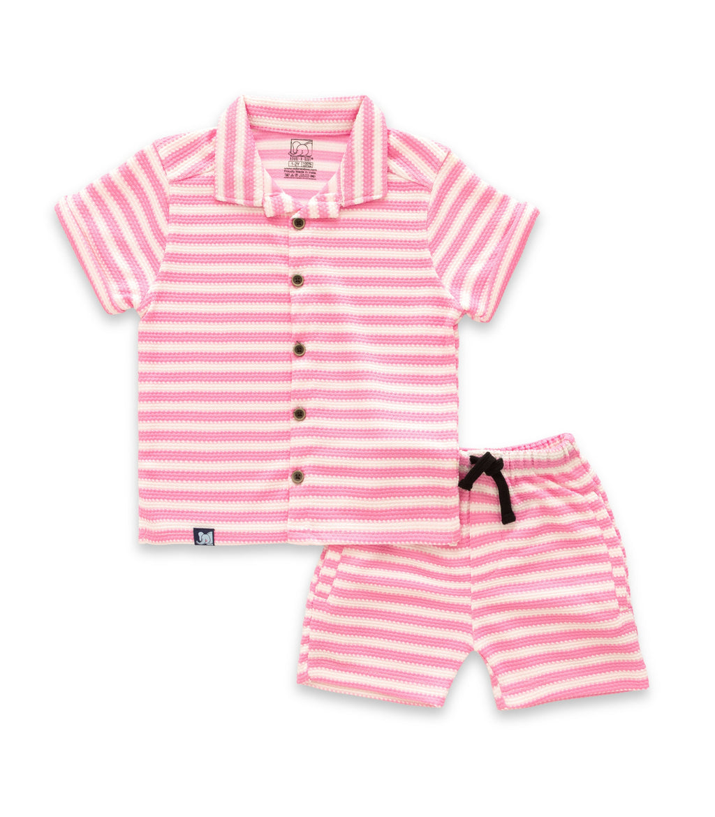 pink boys shirt with shorts