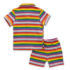 rainbow stripes boys shirt with shorts back