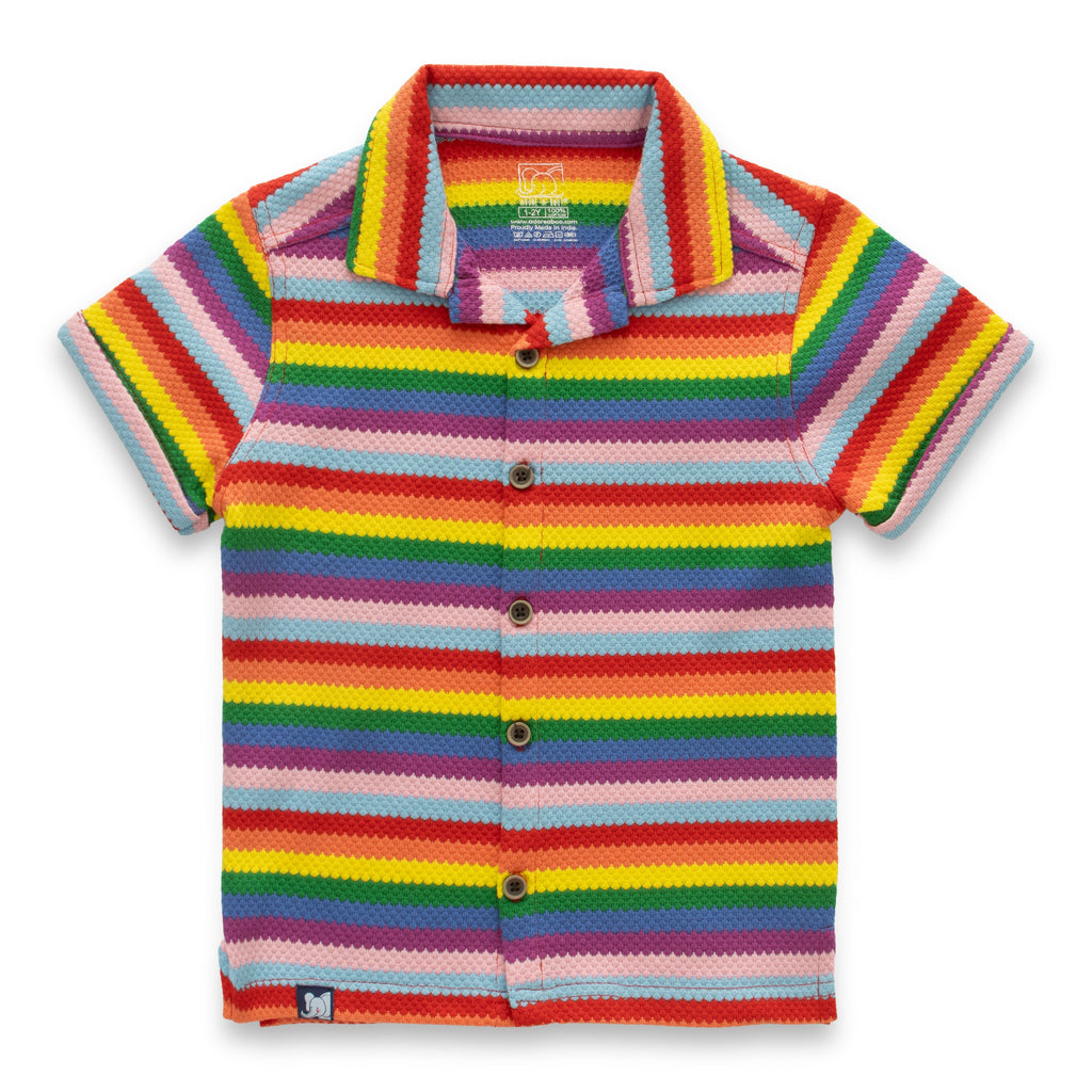 rainbow stripes boys shirt 