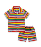 rainbow stripes boys shirt with shorts