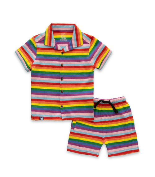 rainbow stripes boys shirt with shorts