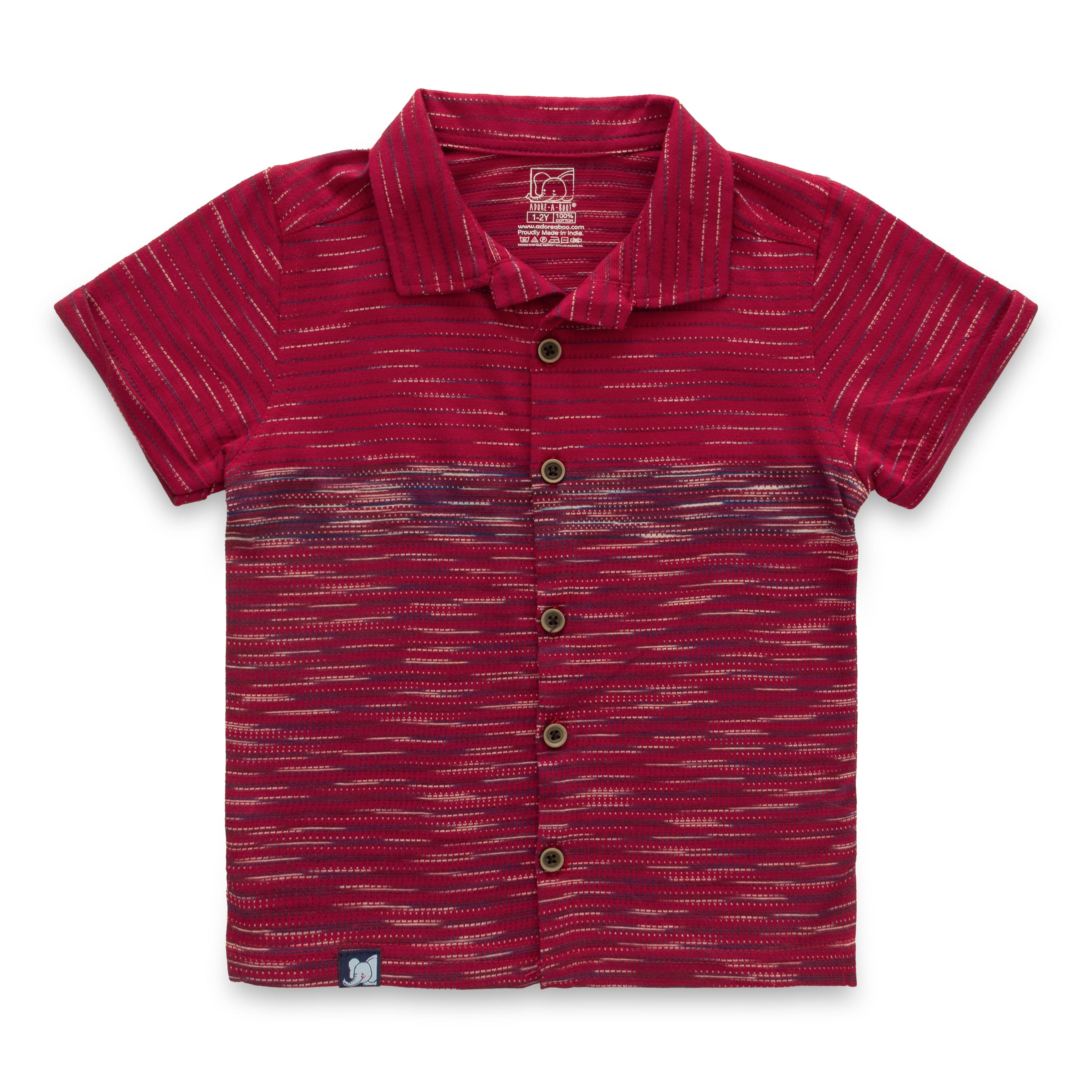 red multi stripes boys shirt 