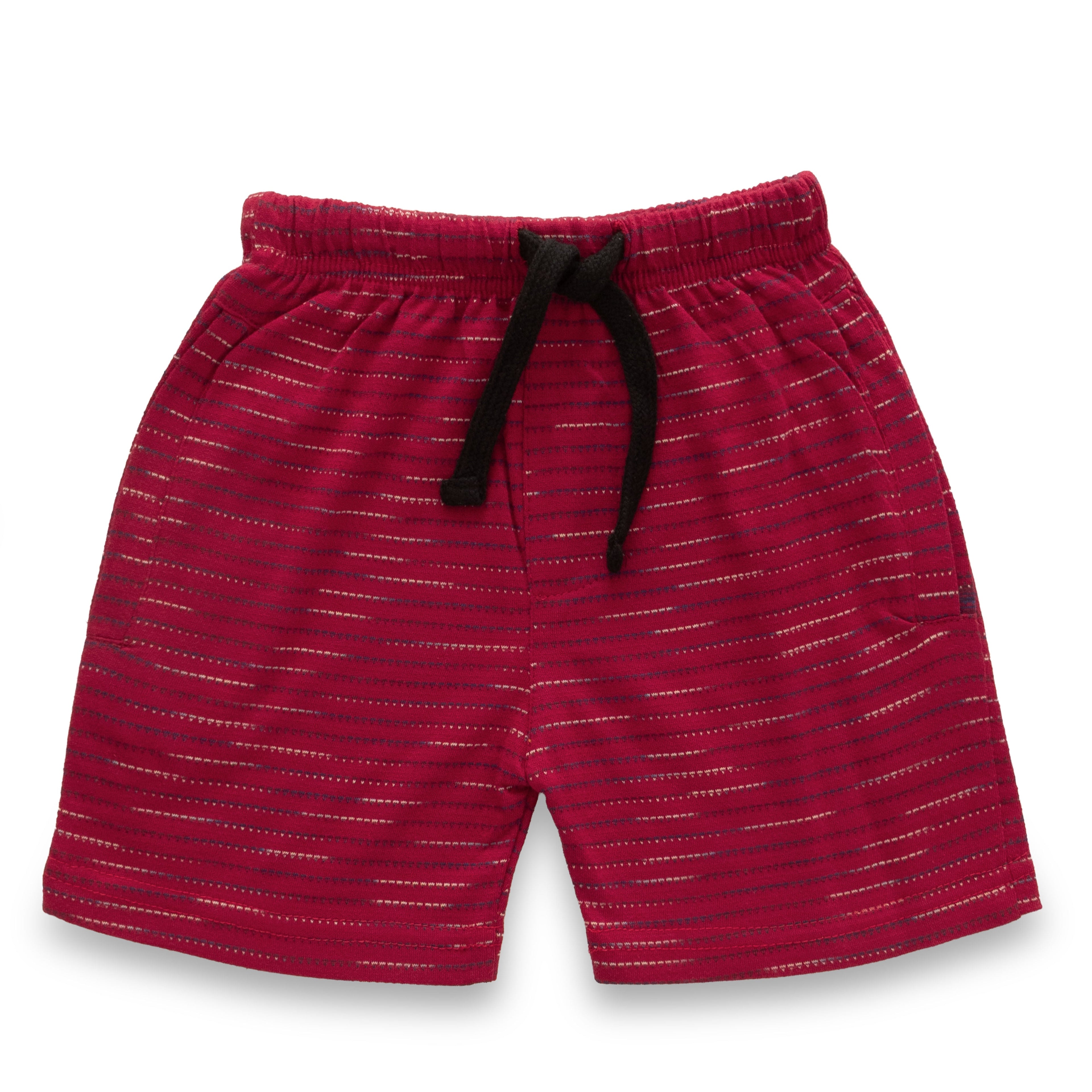 red multi stripes boys shorts