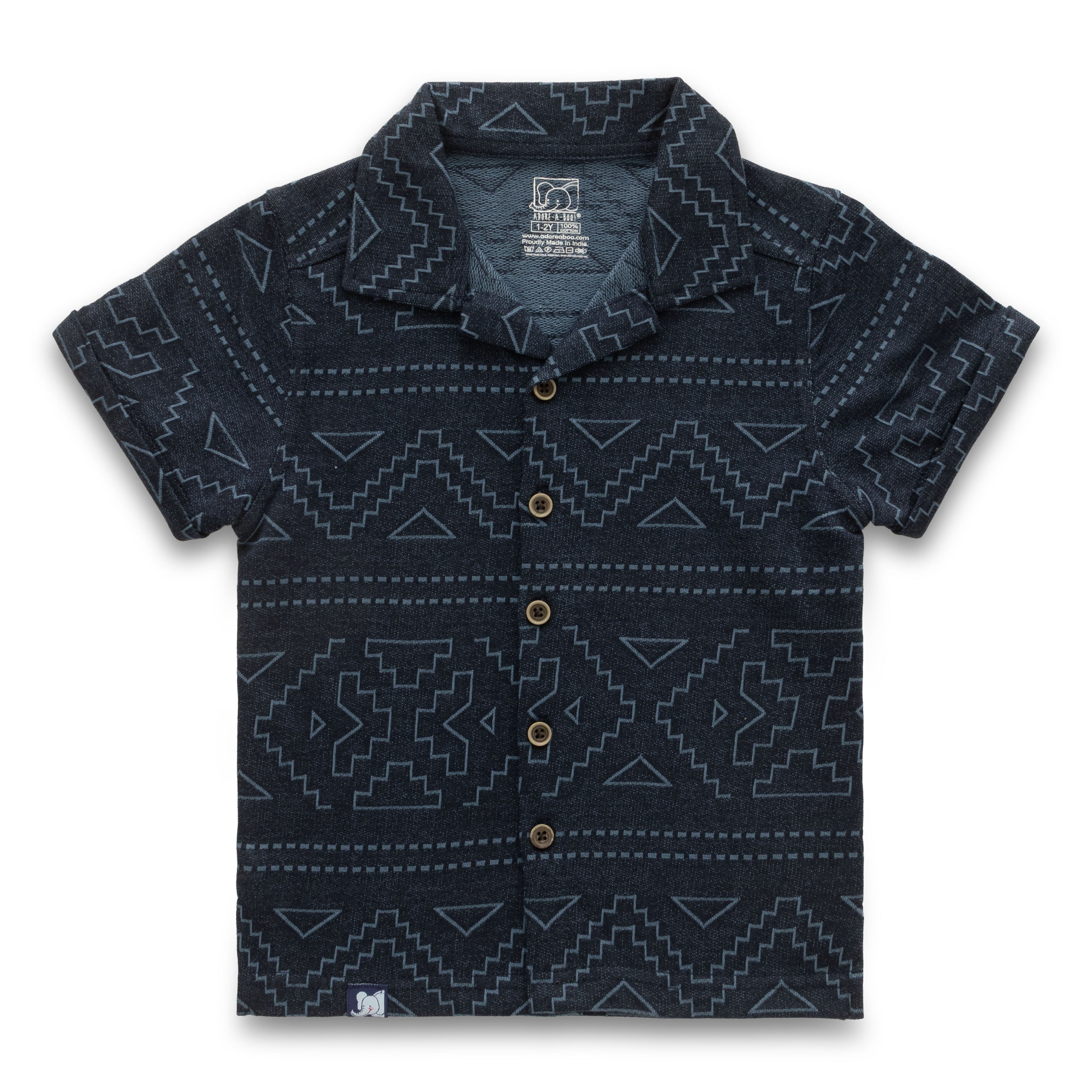 navy geometrical boys shirt 