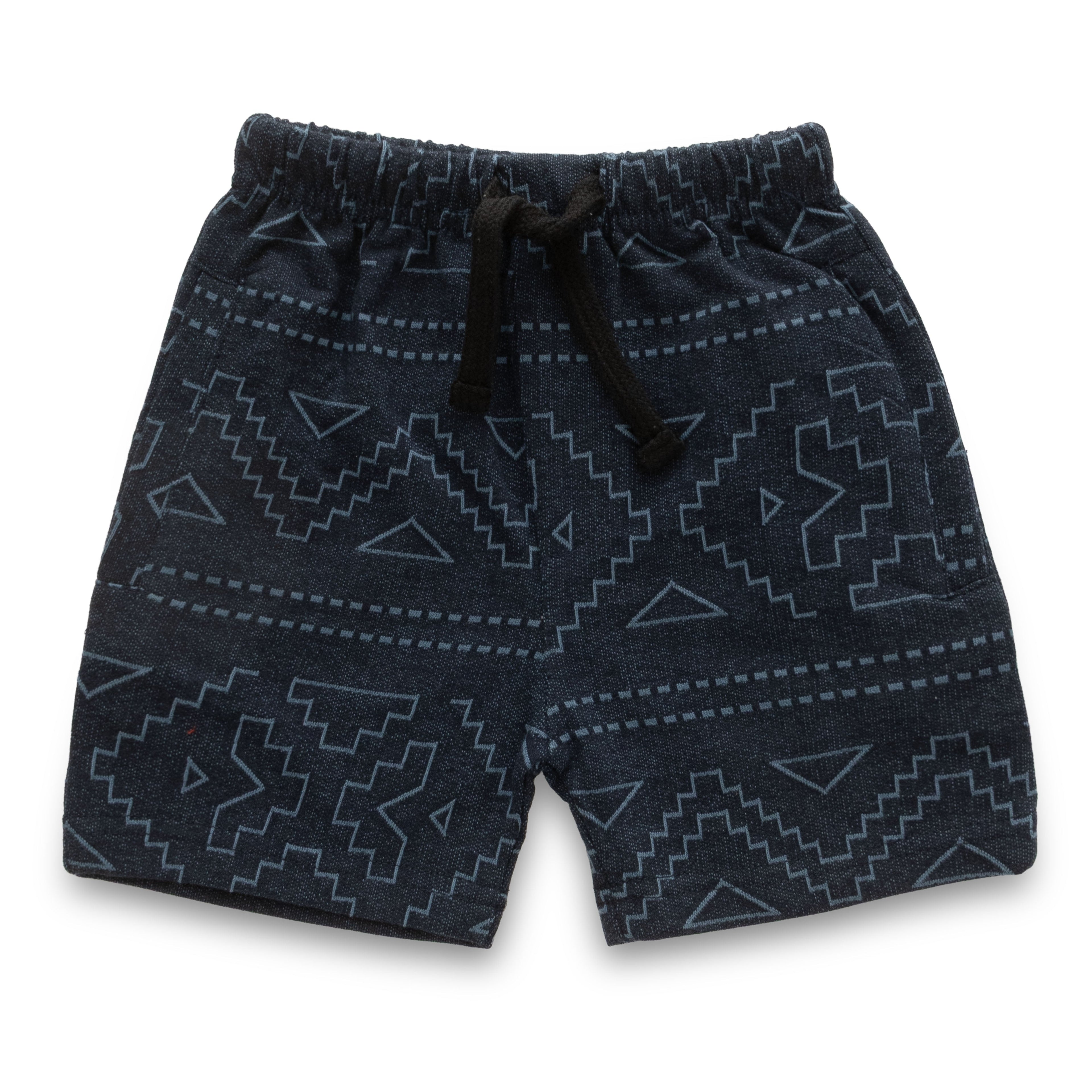 navy geometrical boys shorts