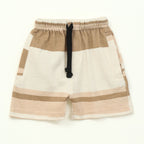 Beige Multi Stripe Kids Boys Shirt & Shorts Set 