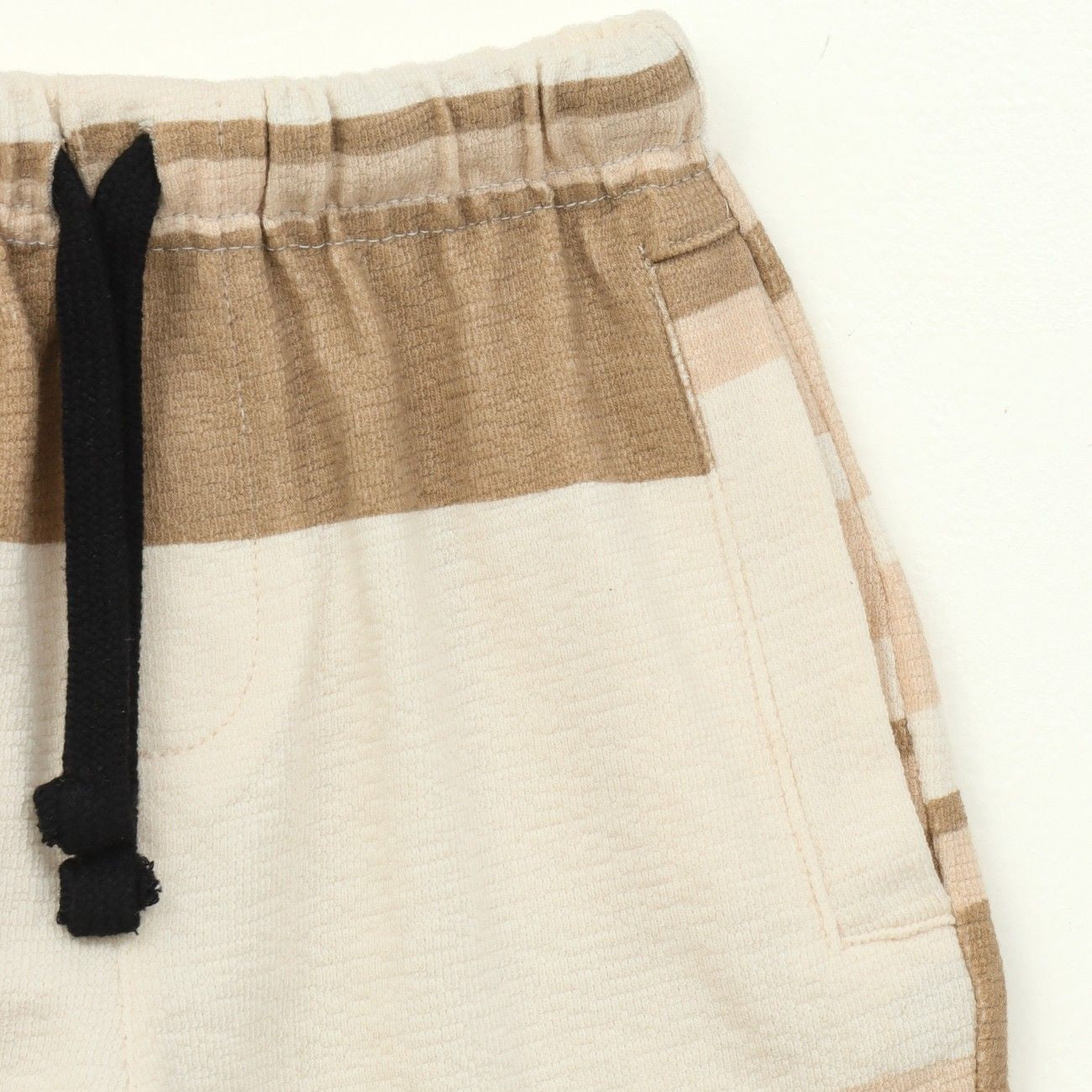 Beige Multi Stripe Kids Boys Shirt & Shorts Set