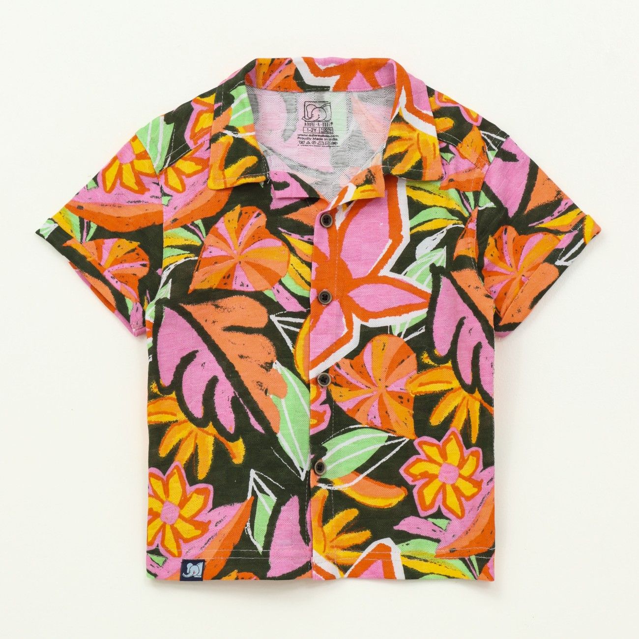 Tropical Floral Print Kids Boys Shirt & Shorts Set