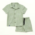 Sage Green Turtle Print Kids Boys Shirt & Shorts Set