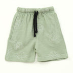 Sage Green Turtle Print Kids Boys Shirt & Shorts Set