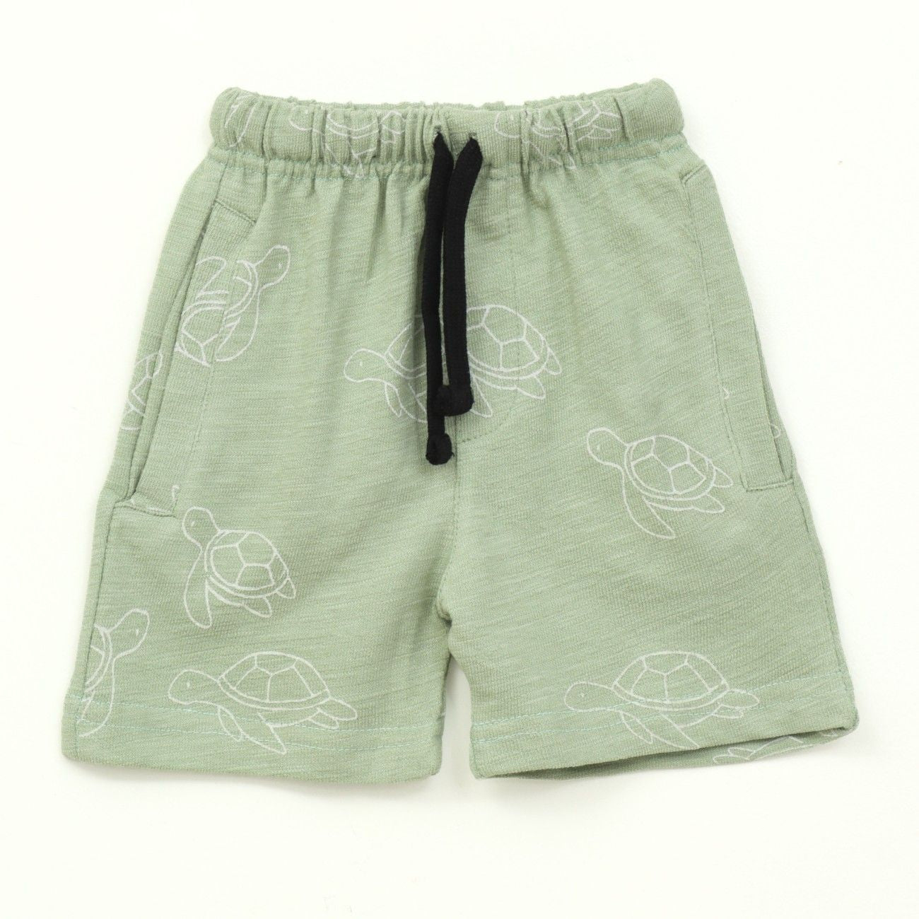 Sage Green Turtle Print Kids Boys Shirt & Shorts Set