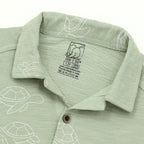 Sage Green Turtle Print Kids Boys Shirt & Shorts Set