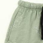 Sage Green Turtle Print Kids Boys Shirt & Shorts Set