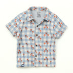 Blue Gingham Floral Kids Boys Shirt & Shorts Set