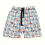 Blue Gingham Floral Kids Boys Shirt & Shorts Set