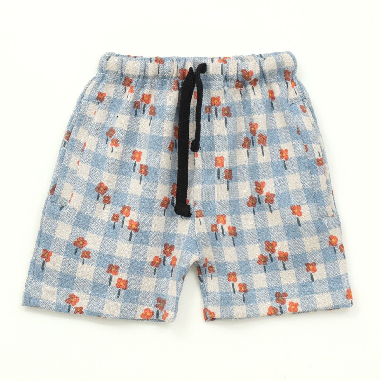 Blue Gingham Floral Kids Boys Shirt & Shorts Set