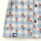Blue Gingham Floral Kids Boys Shirt & Shorts Set