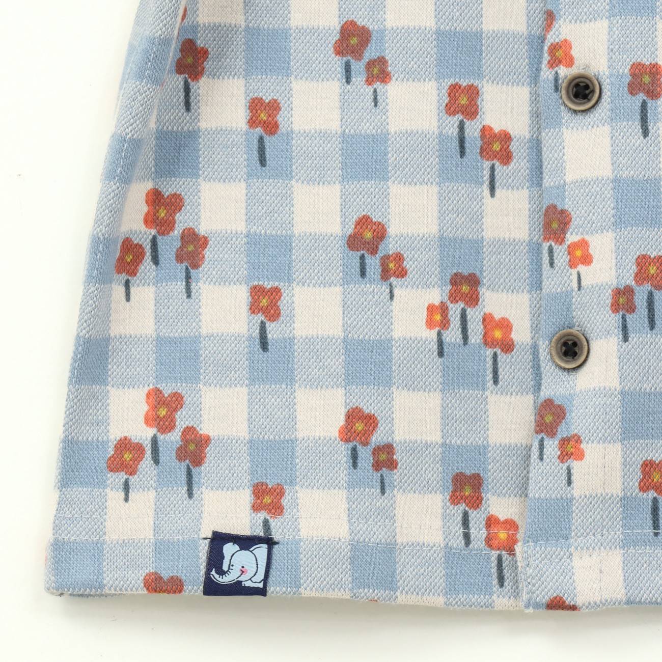 Blue Gingham Floral Kids Boys Shirt & Shorts Set