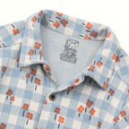 Blue Gingham Floral Kids Boys Shirt & Shorts Set