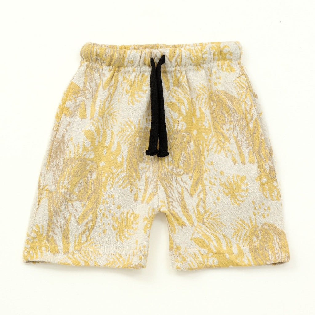 Mustard Jungle Leaf Print Kids Boys Shirt & Shorts Set
