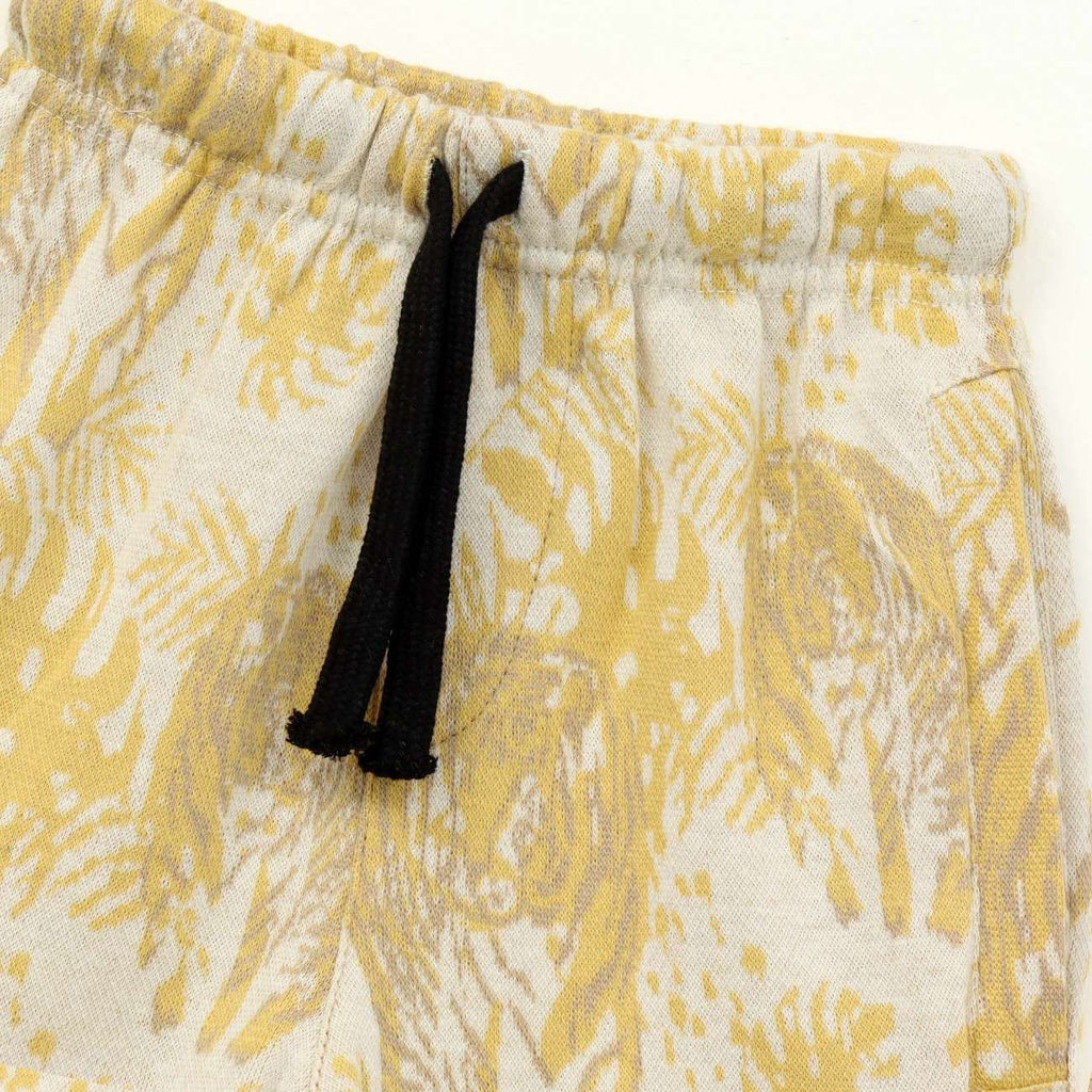 Mustard Jungle Leaf Print Kids Boys Shirt & Shorts Set