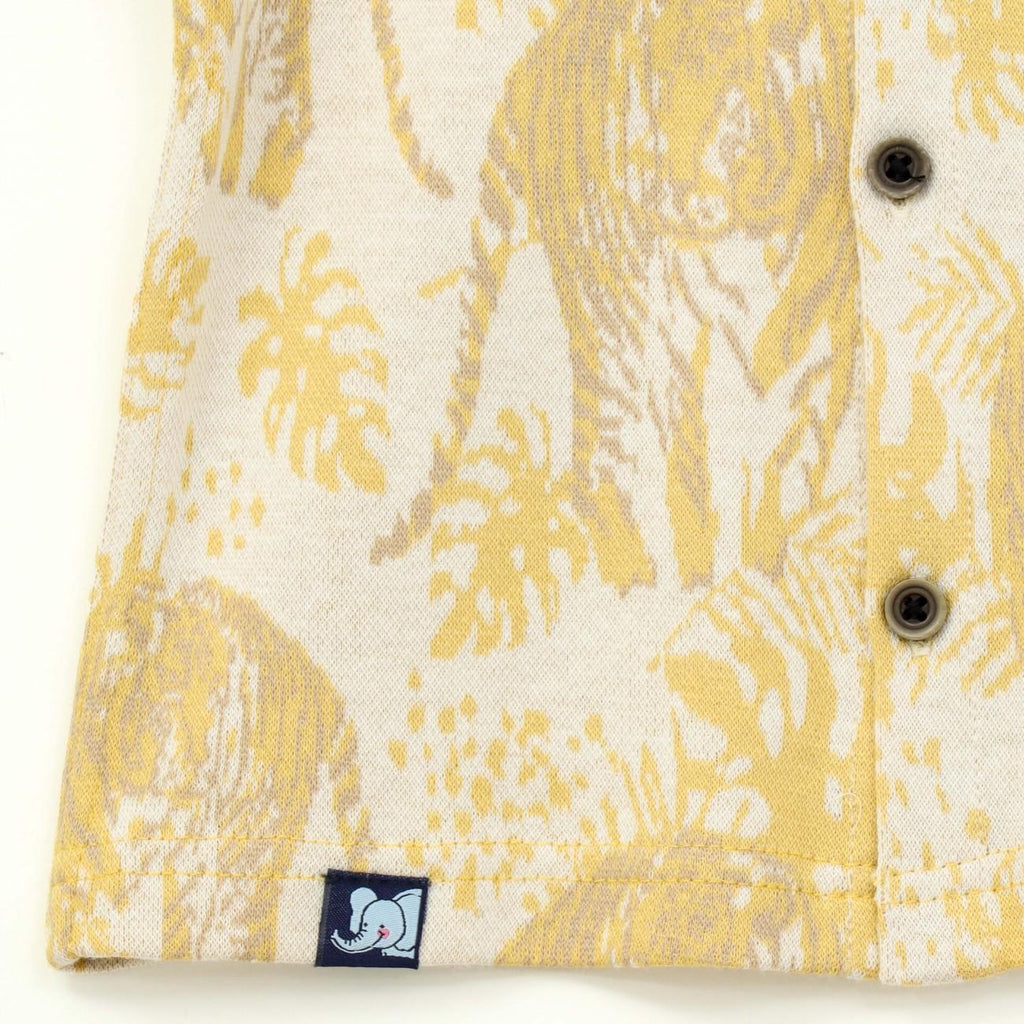 Mustard Jungle Leaf Print Kids Boys Shirt & Shorts Set