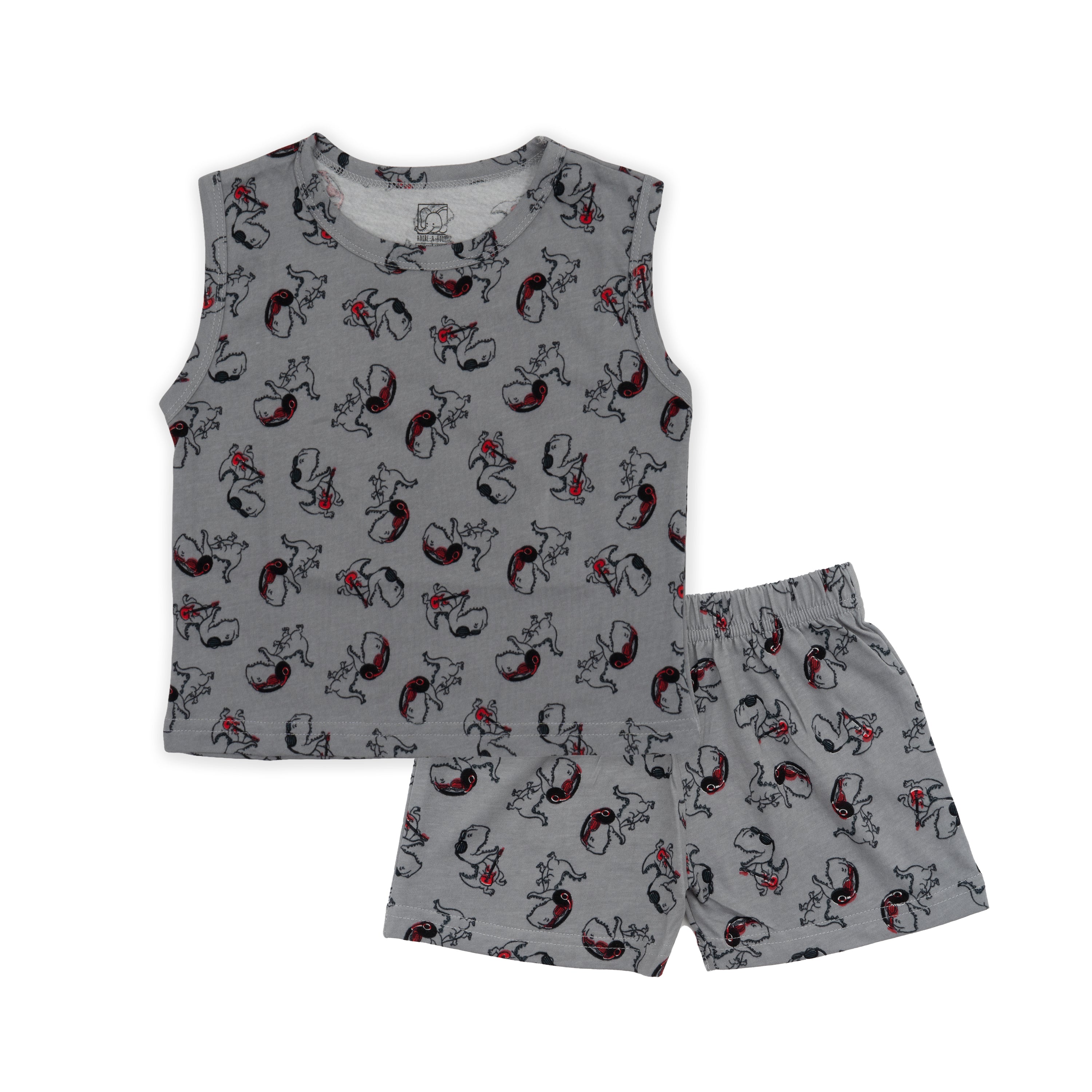 Baby Grey Dino Printed Lounge Wear Set