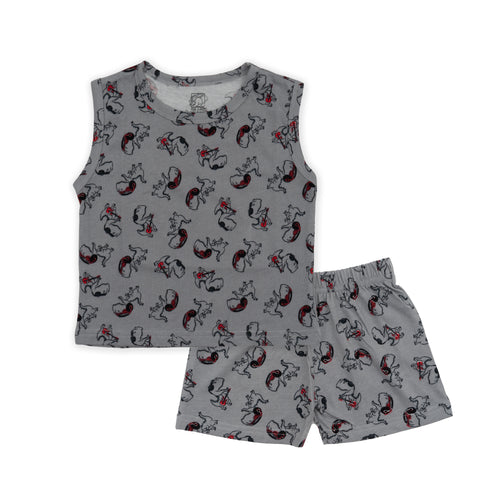 Baby Grey Dino Printed Lounge Wear Set