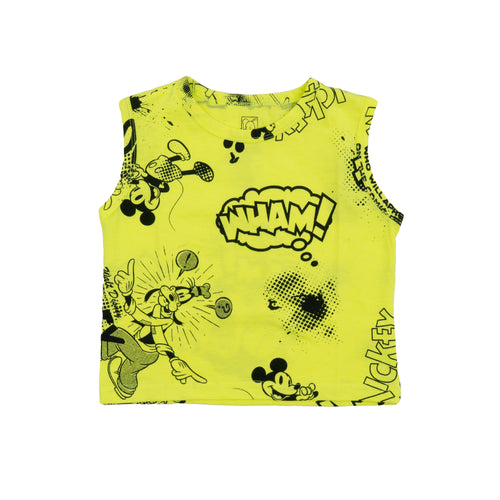 Baby Yellow Mickey Printed Lounge Wear Set