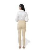 Beige Cotton Over Belly Maternity Leggings with Pocket