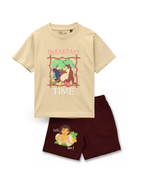 Beige Jungle Book “Breakfast Time” Kids T- Shirt and Shorts Set