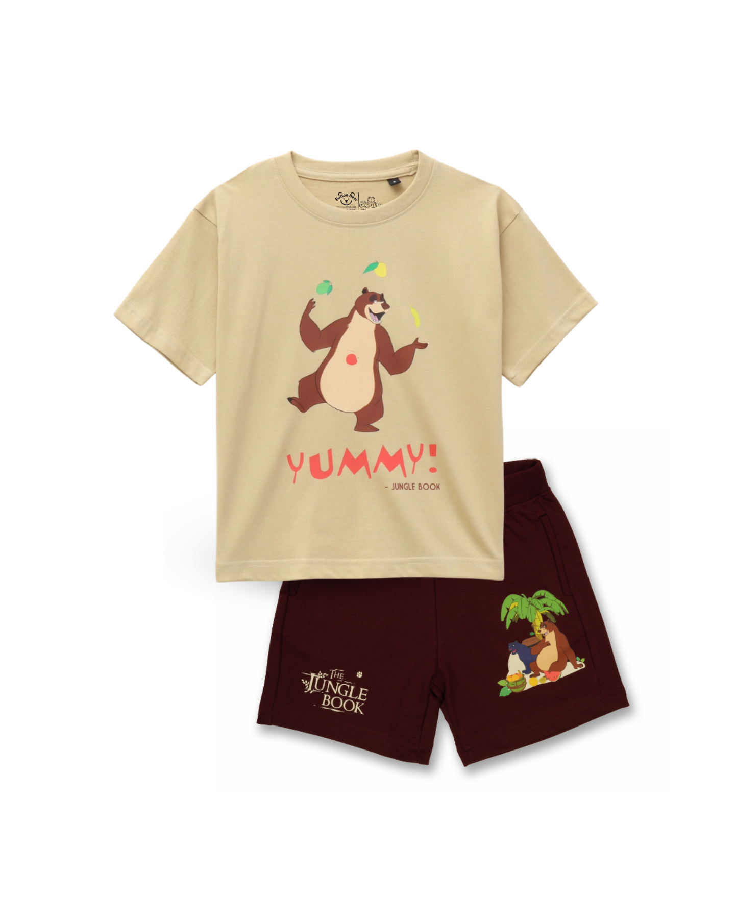 Beige Jungle Book “Yummy” Kids T- Shirt and Shorts Set