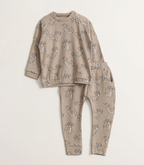 Beige Lion Cub Print Kids Pyjama Set