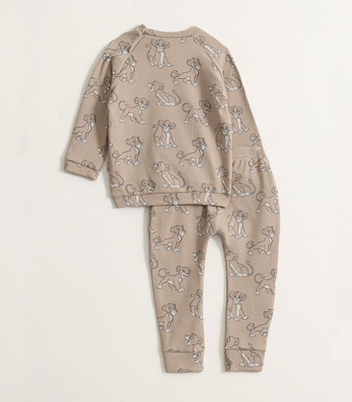 Beige Lion Cub Print Kids Pyjama Set