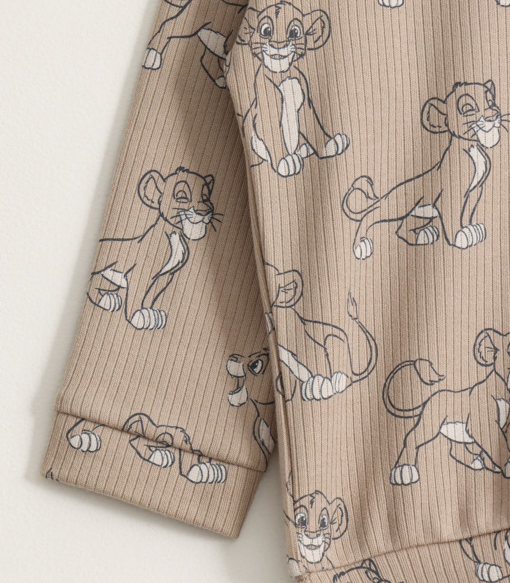 Beige Lion Cub Print Kids Pyjama Set