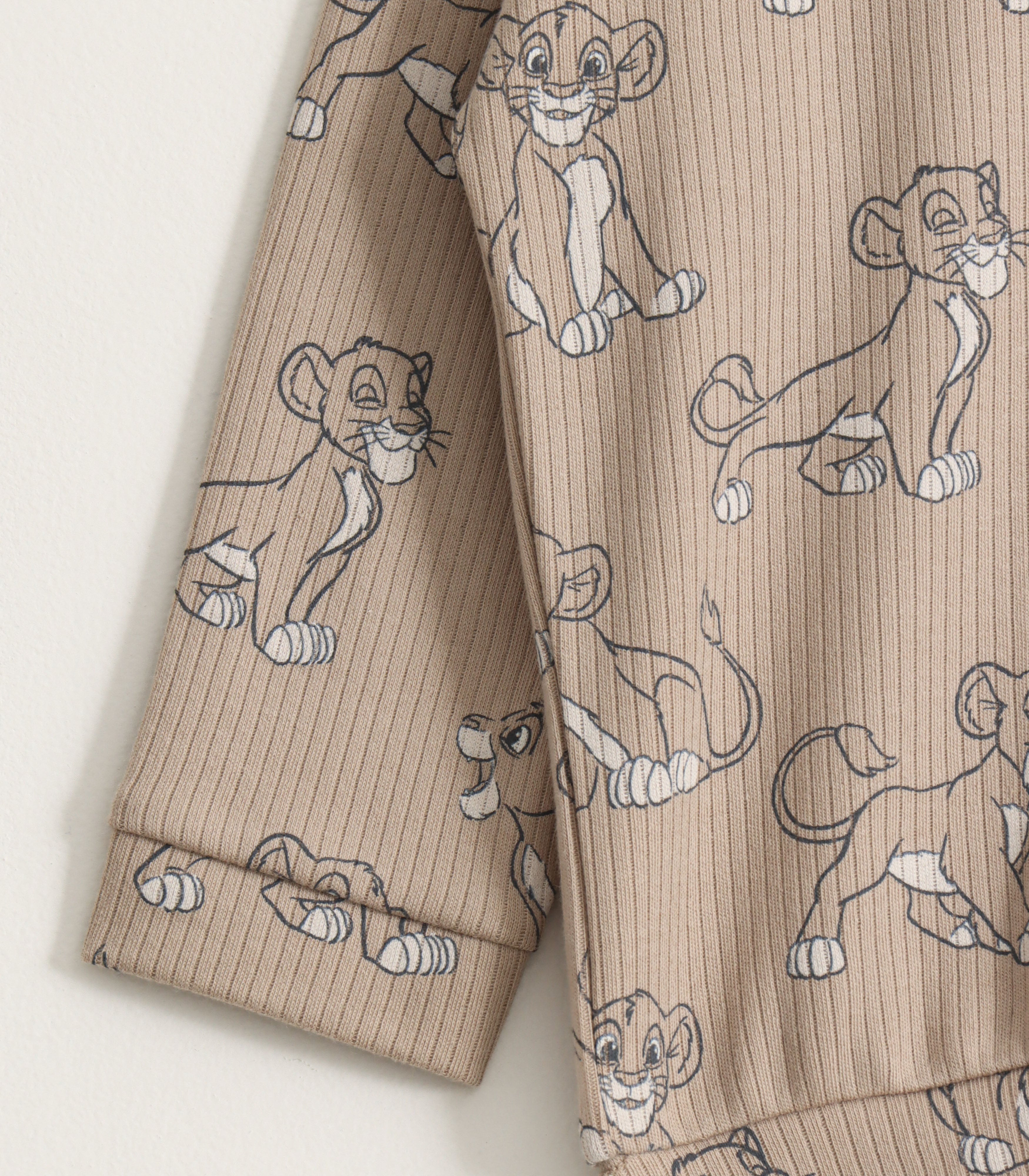 Beige Lion Cub Print Kids Pyjama Set