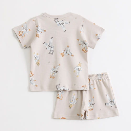 Beige Safari Animal Print Kids Co-ord Set