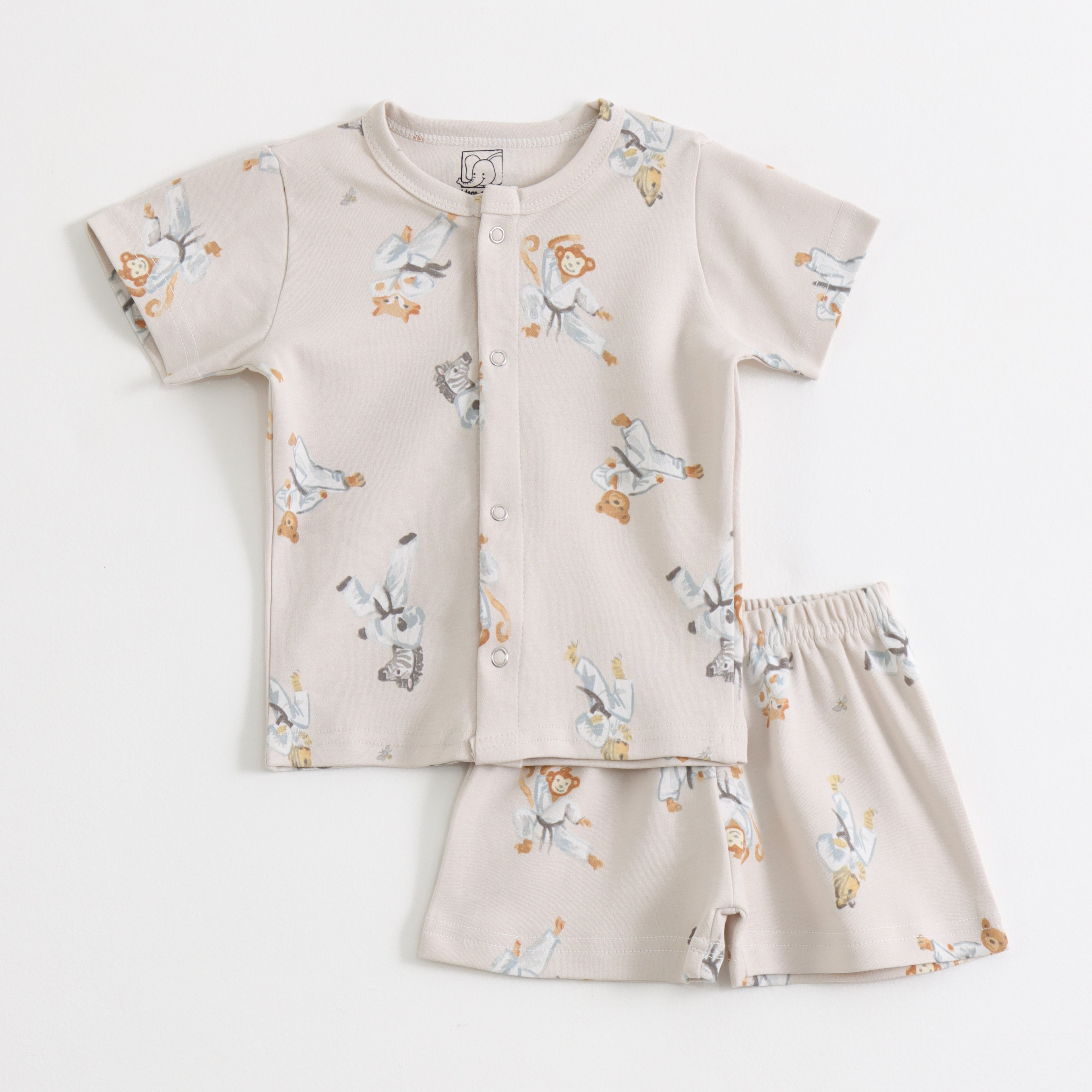 Beige Safari Animal Print Kids Co-ord Set