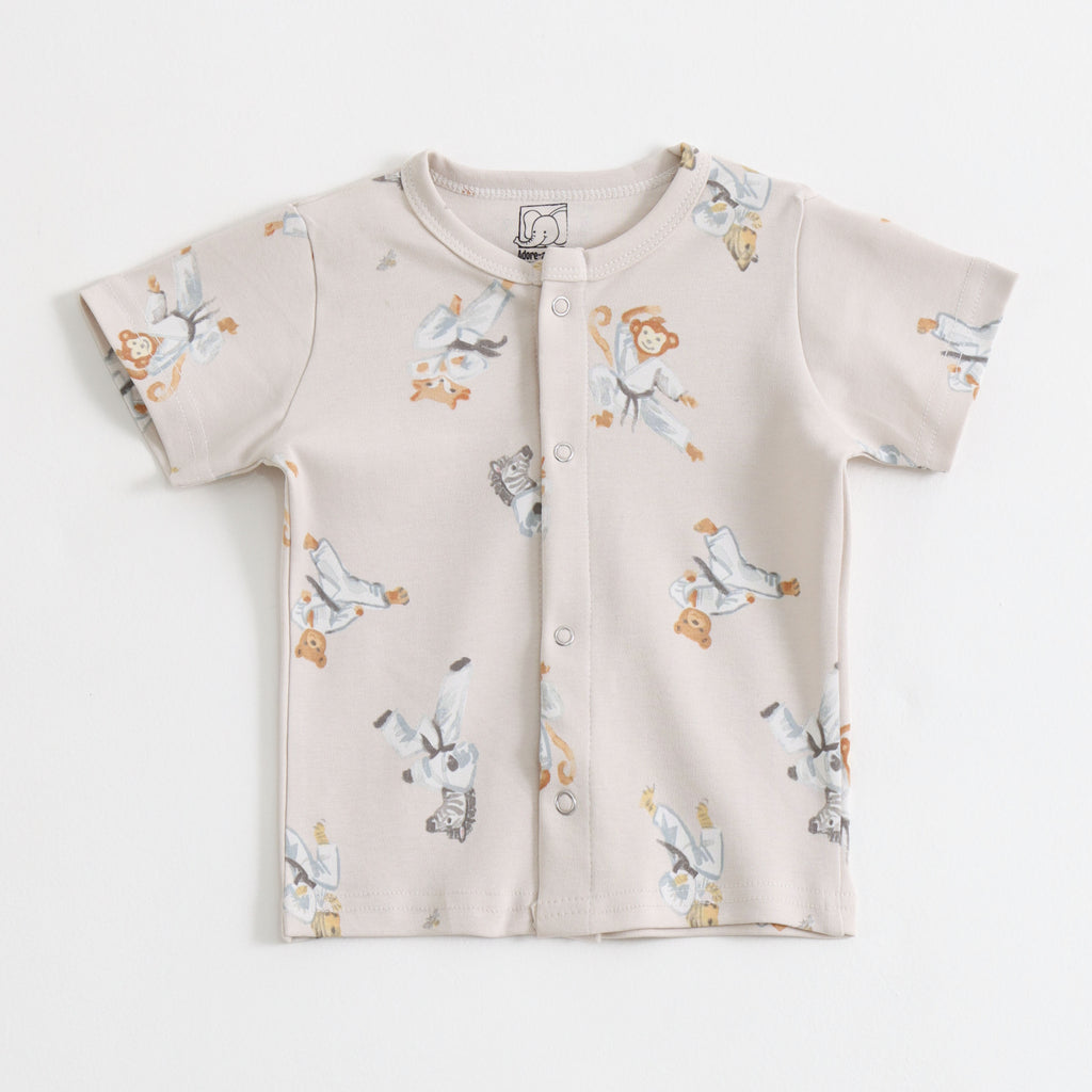 Beige Safari Animal Print Kids Co-ord Set
