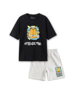 Black “Attitude This” Garfield Kids T- Shirt and Shorts Set