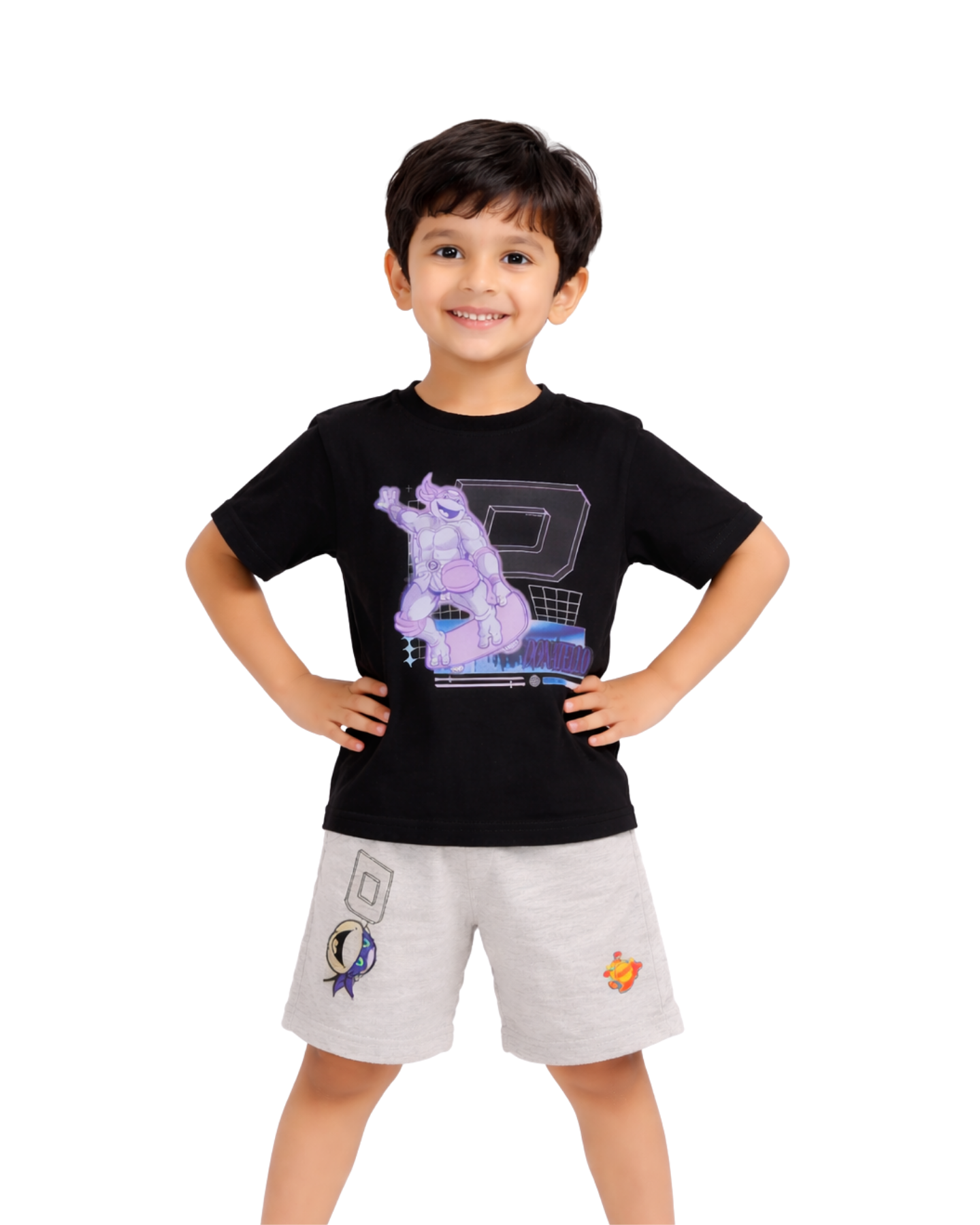 Black Donatello Ninja Turtle Kids T- Shirt and Shorts Set