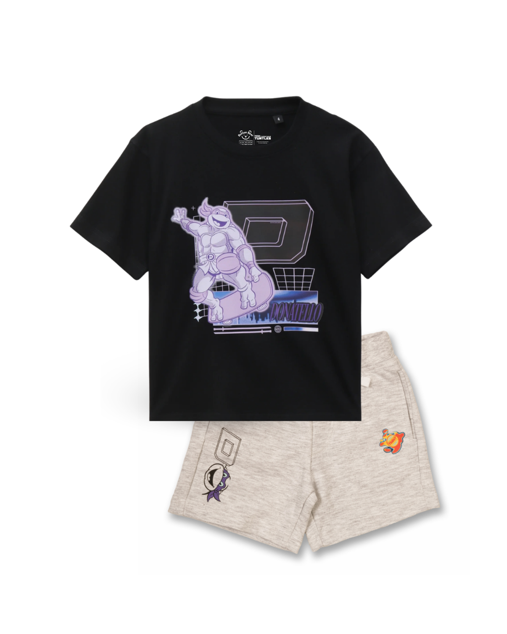 Black Donatello Ninja Turtle Kids T- Shirt and Shorts Set