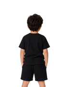 Black Garfield Graphic Kids T- Shirt and Shorts Set