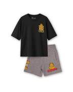 Black “I Hate Mondays” Garfield Kids T- Shirt and Shorts Set