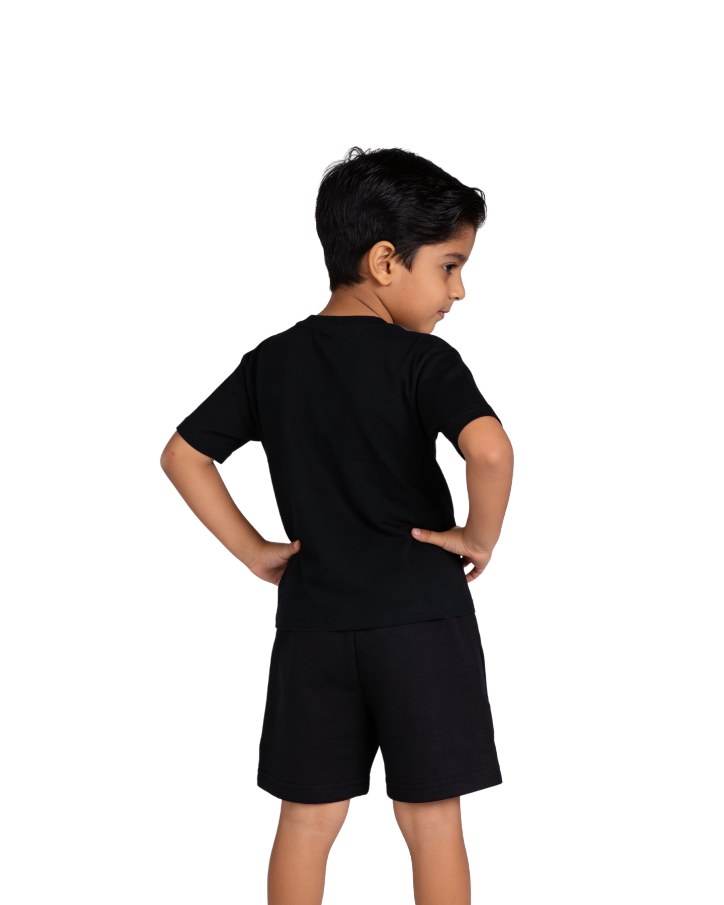 Black Motu Patlu Cartoon Kids T- Shirt and Shorts Set