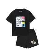 Black Motu Patlu Cartoon Kids T- Shirt and Shorts Set